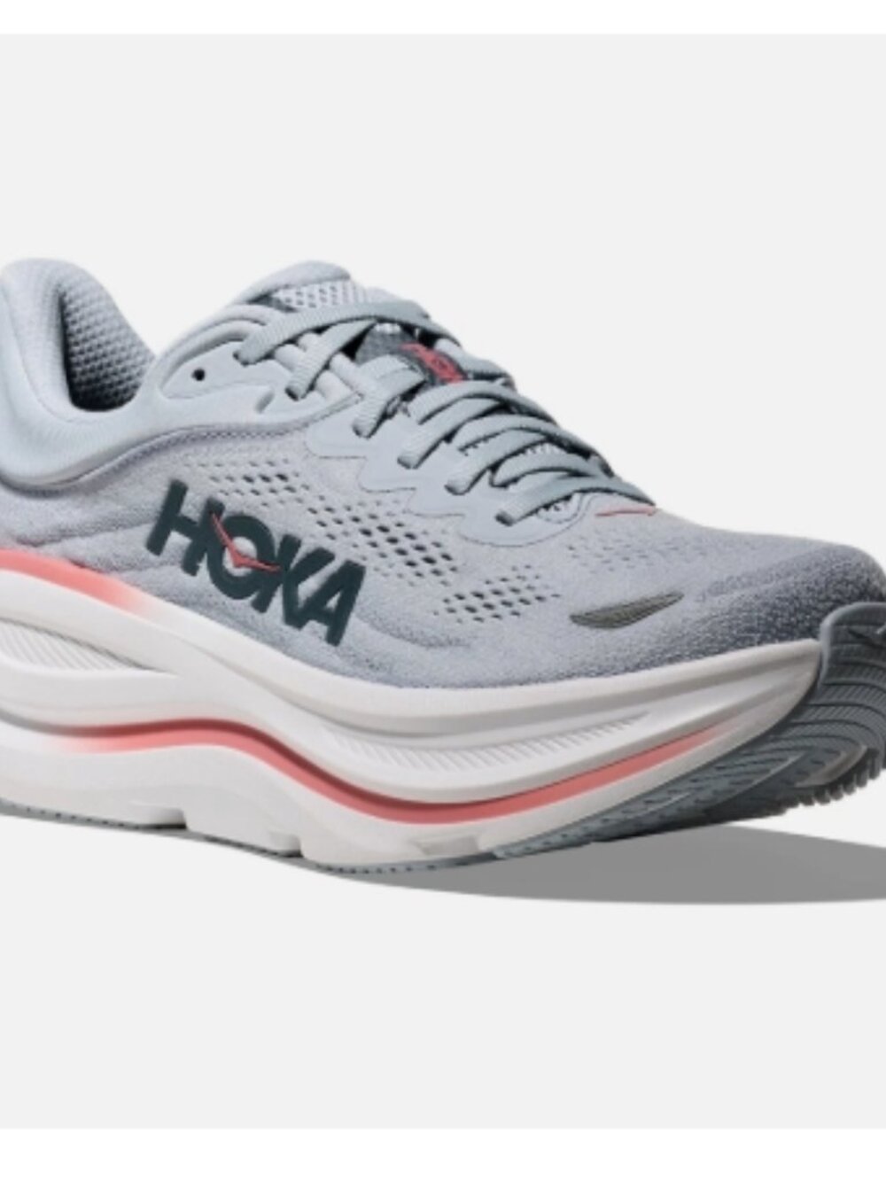Hoka Bondi 9 Run/Walk Shoe in Gray & White with Pink Trim, Practically New 10B